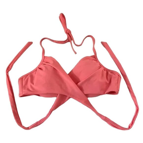 Victoria's Secret Wrap Crossover Double-String Triangle Bikini Top, Pink, 34B - Picture 1 of 9